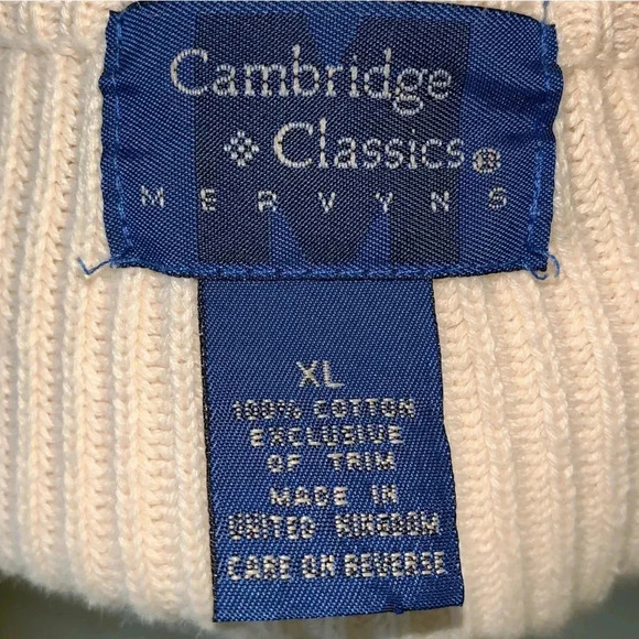 Cambridge Ribbed Knit Grandpa Cardigan Sweater Cream Baggy Dad XL Grunge Cobain - Picture 5 of 6